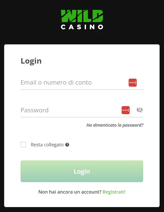 Login at Wild Casino